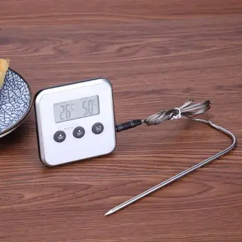 

Electronic Thermometer Timer Food Meat Temperature Meter Gauge with Probe Cooking BBQ Kitchen Tools