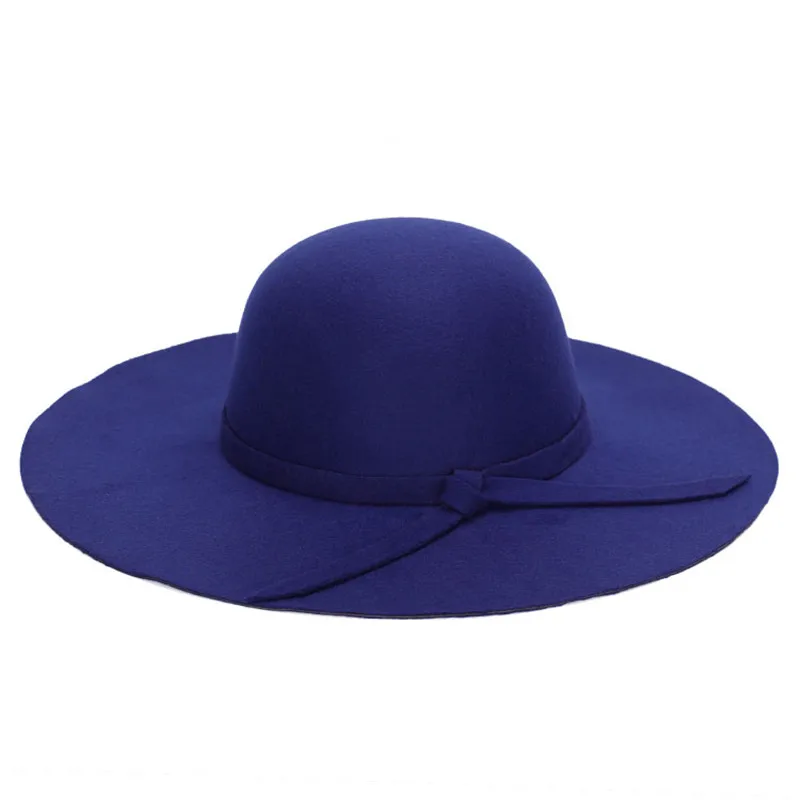 Новое поступление осень зима полиэстер дамская шляпа Федора широкая шляпа с полоса ткани Fedora шляпа для женщин 7 цветов шляпа ведра - Цвет: HC003-83-D