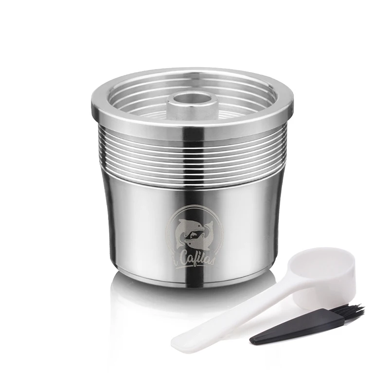 Stainless Steel Capsule Cup Spoon Brush Milk Coffee Pods Machine Reusable Coffeeware Set Tools Stainless Steel Capsule Cup Spoon Brush Milk Coffee Pods Machine Reusable Coffeeware Set Tools