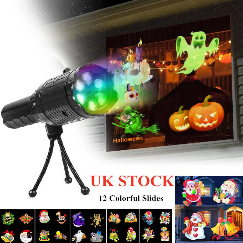

LED Laser Projection Light 12 Patterns Xmas Snowflake Elk LED Projection Lamp Christmas Decoration Pattern Spotlight Night Light