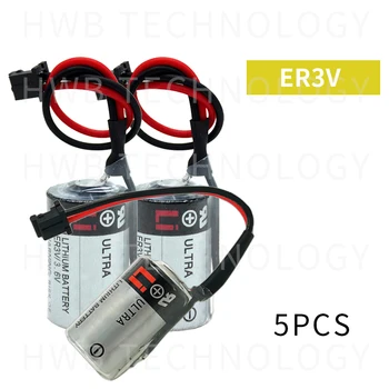 

5PCS/lot 100% Original New For TOSHIBA ER3V 3.6V 1000mAh PLC Battery With Black Plug size 14.5*25.5mm Free Shipping