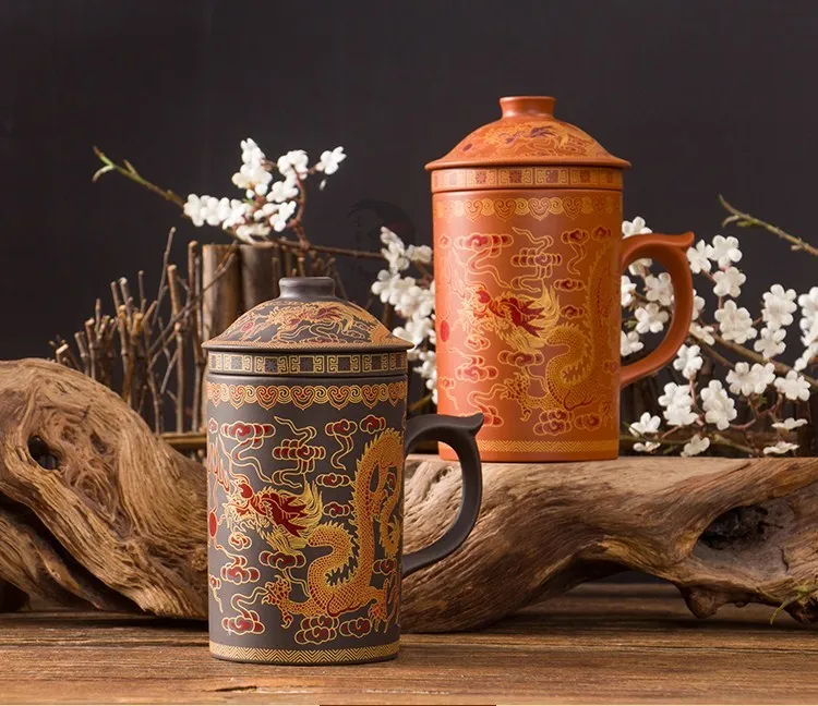 Чашка Pu'er керамическая чашка чайные чашки с крышкой из фиолетового песка