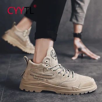 

CYYTL High Quality Genuine Leather Men Boots Designer Motorcycle Boots Waterproof Ankle Boots Comfort Casual Shoes Sneakers