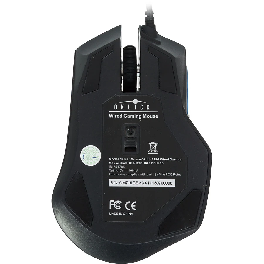 Мышь Oklick 715G черный оптическая(1600dpi) USB игровая(6but