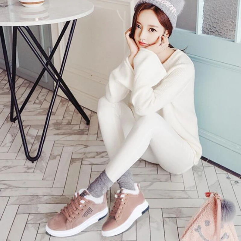 Buy NAUSK 2019 Winter Women Shoes Warm Fur Plush Lady Casual Shoes Lace Up Fashion Sneakers Zapatillas Mujer Platform Snow Boots