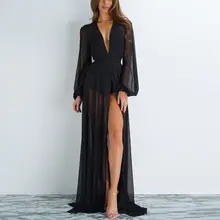 Горячее предложение, стиль, женская летняя открытая сетка, модный сексуальный прозрачный купальник, пляжная одежда, купальное Длинное Платье Макси