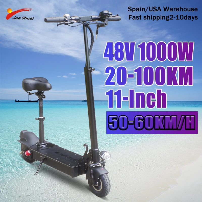 

60KM/H Electric Scooter 1000W 48V E Scooter Foldable Kick Scooter with Seat E Scooter for Adults Monopattino Elettrico Adulti