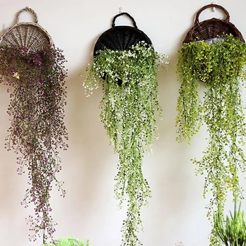 

Rattan Flower Basket Green vine Pot Planter Hanging Vase Container Wall Plant Basket For Garden Flower Home Pot Baskets