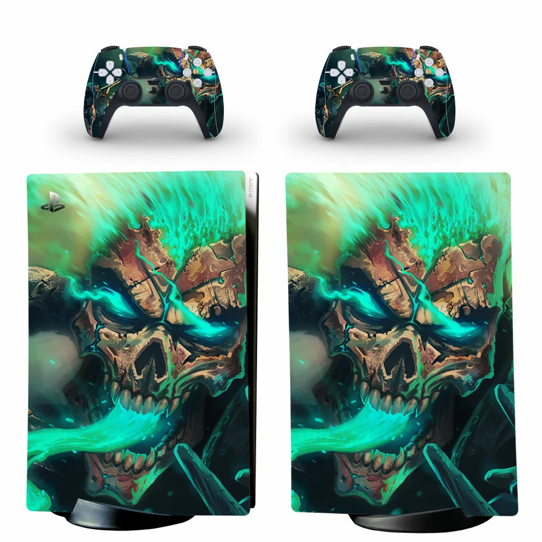 Green Skull Ps5 Digital Skin Sticker Per Playstation 5 Console E 2 Controller Decalcomania Pelli In Vinile