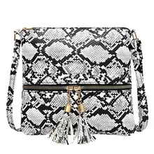 Женская сумка-мессенджер на молнии с кисточками и змеиным принтом, сумка-кошелек Mochila, женская сумка, женская сумка,#25
