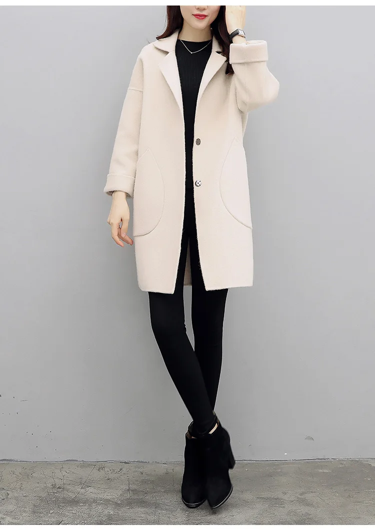 Hot Sale Woman Wool Coat High Quality Winter Jacket Women Loose Woolen Long Cashmere Coats Cardigan Jackets Elegant Blend