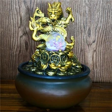 LED Lucky Feng Shui Ball Company-cascada de dragón chino, fuente de escritorio, sonido de agua, meditación silenciosa