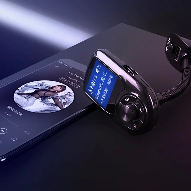 Свободный Ручной ЖК-экран Автомобильный Bluetooth MP3-плеер двойной usb зарядка fm-передатчик BT-C3