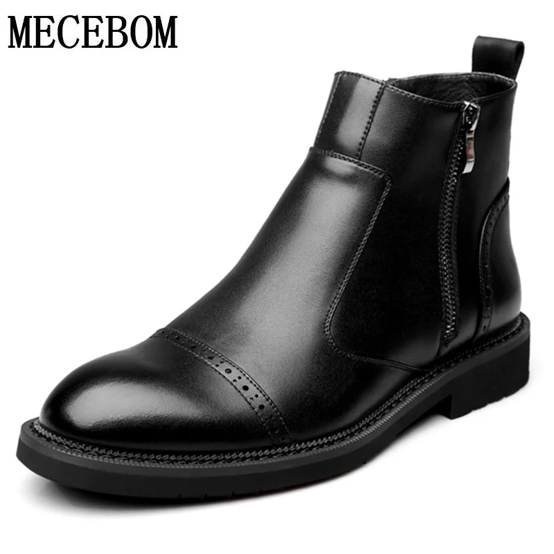 Zapatos de cuero genuino para hombre, Botines Chelsea negros, informales, talla  38 44, 8016m, otoño|Botinas| - AliExpress
