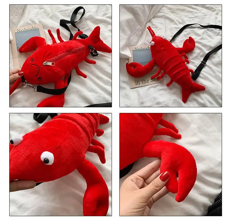 LJT Crayfish маленькая сумка Корейская женская индивидуальность забавная плюшевая нагрудная сумка для девочек Милая дорожная сумка через плечо bolso mujer