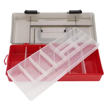 

Outdoor Fishing Storage Case Lure Hooks Fly Rod Storage Box with Portable Handle Blue Yellow and Red 24x14x7.5cm