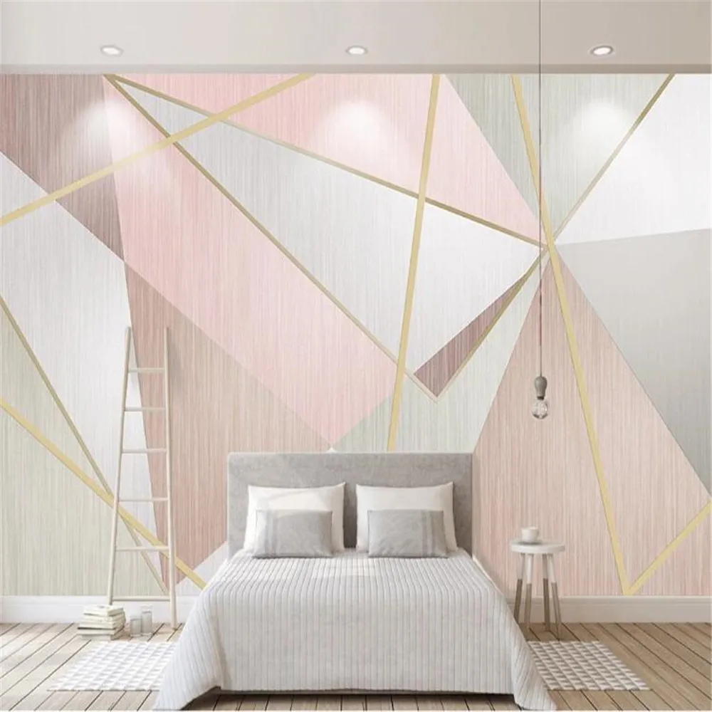 

Milofi Nordic Pink Small Fresh Fashion Geometric Triangle Background Wall Design Mural