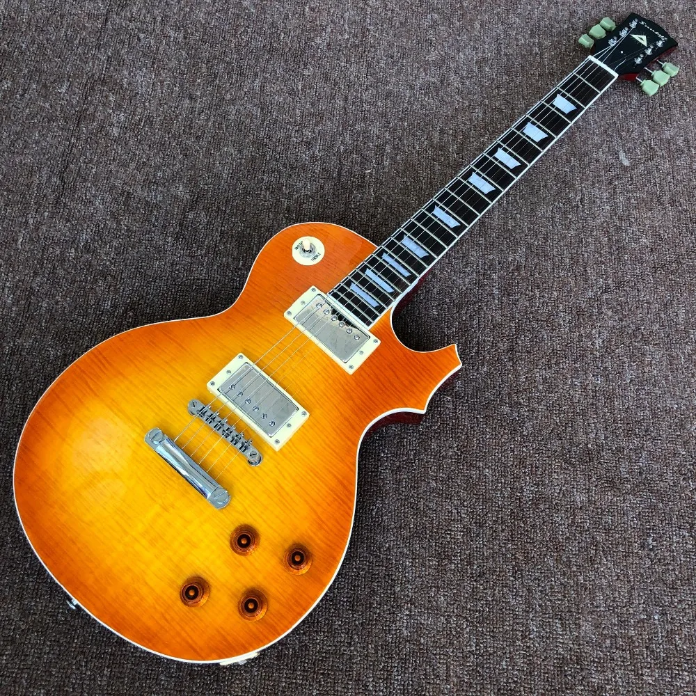 Высокое качество 6 stings электрогитара, Sunburst Цвет Тигр Пламя Топ стандарт gitaar. Медового оттенка. Suneye