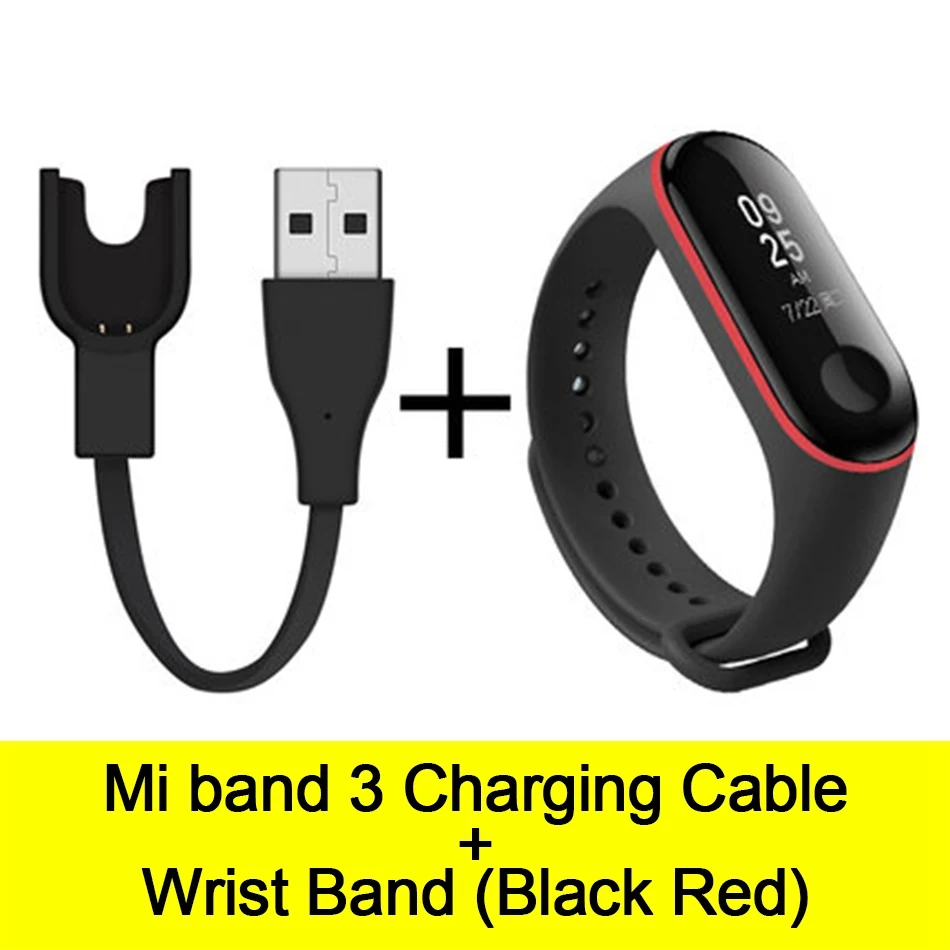 Usb зарядный кабель для mi Band 3 зарядное устройство Шнур замена адаптер для карт памяти для Xiao mi Band 3 зарядный кабель силиконовый браслет - Цвет: Cable-Black Red