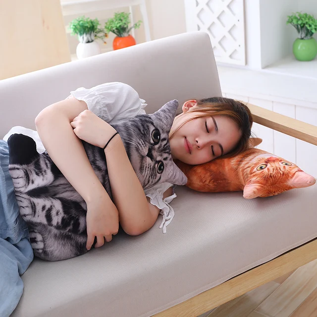 Simulation Plush Cat Pillow Soft Stuffed realistic Animal Cushion Sofa Decor Cartoon Plush Toy Children Kid kawaii Gift 4