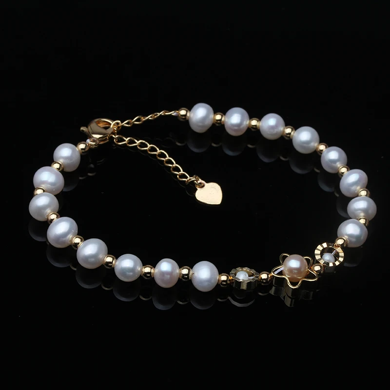 Vintage Fashion Round Natural Pearl Bracelet Woman Luxury Natural Stone Cuff Bracelet Korea Jewelry Anniversary Gift for Girls