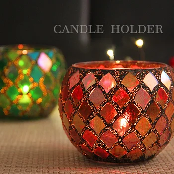 

Mosaic Glass Candleholder Romantic Candlelight Dinner DIY Candle Cup home decoration accessories home decor