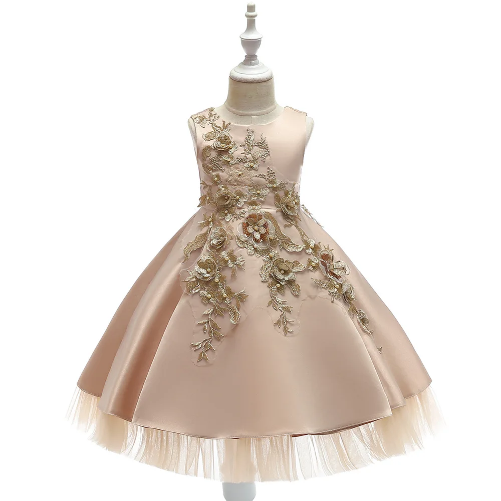 

2019 New Style Europe And America Girls Princess Dress Children Wedding Dress Flower Catwalks Host Evening Gown Piano Costume