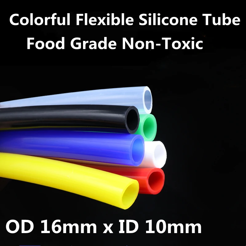Цветная Гибкая силиконовая труба OD16mm x ID10mm Еда Класс нетоксичный пить воду резиновый шланг молока пива