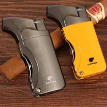 Cohiba isqueiros metal à prova de vento gás butano isqueiro recarregável tocha jato chama cigarro charuto isqueiro embutido