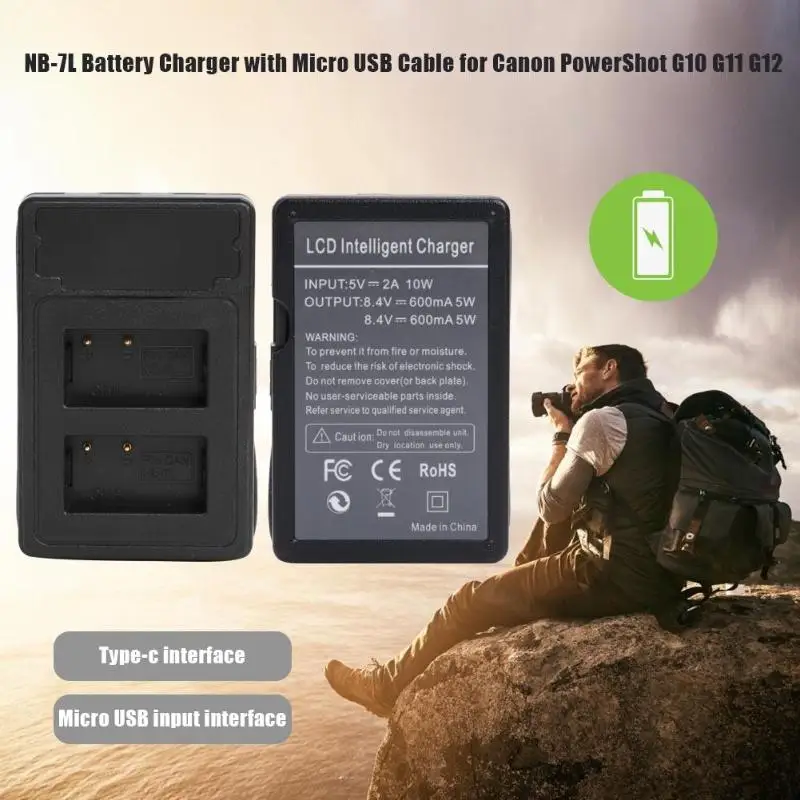 NB-7L зарядное устройство с Micro USB+ type C вход для Canon PowerShot SX30 IS Plug and Play удобный и быстрый