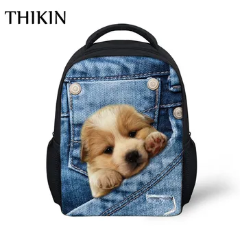 

THIKIN Kids Bag Kawaii 3D Cowherd Dog Printing School Bags for Boys Girs Kindergarten Children Bookbag Plecak Animals Satchel