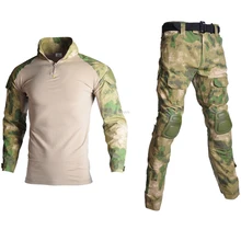 Тактическая Военная униформа для страйкбола армии США, камуфляжные боевые костюмы, рубашка+ штаны с налокотниками, наколенники