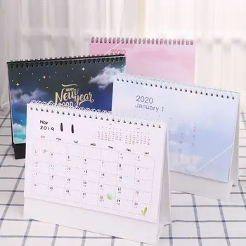 

2020 Dreamy Colorful Desktop Standing Coil Paper Calendar Memo Daily Schedule Table Planner Yearly Agenda Organizer