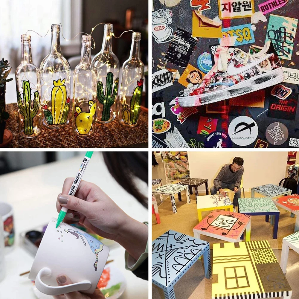 아크릴 페인트 마커 펜, 암벽화 머그잔, 세라믹 유리 목재 패브릭 페인팅용 아트 마커 펜, 12 색, 18 색, 24 색, 36 색, 0.7mm