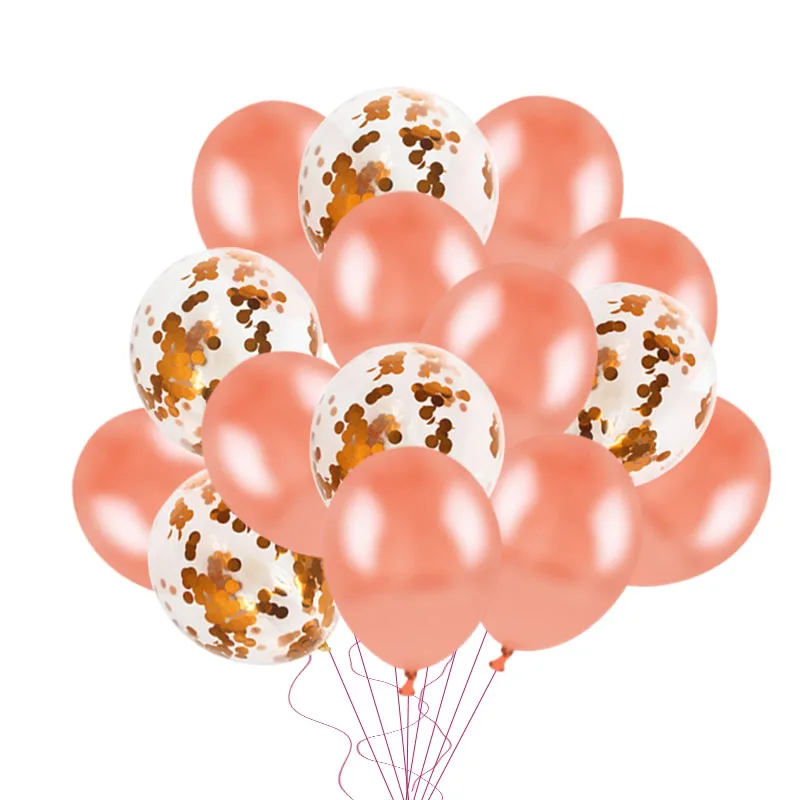 15pcs balloon WEIGAO Rose Gold Confetti Balloons Heart Balloon Foil Star Balloons Decor Bridal Shower Birthday Wedding Ballon Party Decoration - Цвет: 15pcs balloon