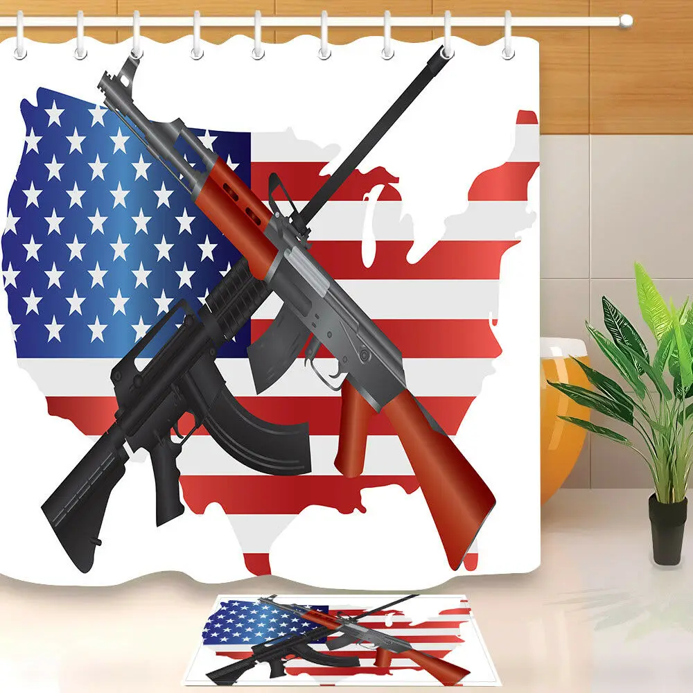 Флаг пистолеты США ткань занавеска для душа полиэстер Чистая s комплект ванной на