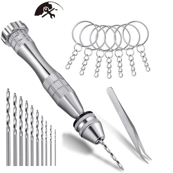 

Swivel Head Pin + 10pcs Micro HSS Twist Drill Bits with Tweezers and 30 Pieces Key Chain Rings For Jewelry Watch Hand Tool