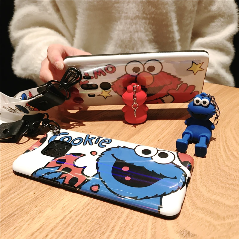 Чехол Sam S9 plus с изображением печенья, милый чехол с изображением улицы Сезам для samsung Galaxy S10 lite S8 S8plus Note 8 note9, чехол с мультипликационным принтом+ ремешок