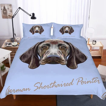

German Wirehaired Pointing Dog Bedding Set Bedroom 100% Microfiber Hypoallergenic with Zipper 1PC Duvet Cover with Pillowcases