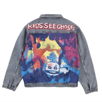 

Kanye West KIDS SEE GHOSTS Denim Jacket Men high-quality Kanye West KIDS SEE GHOSTS Jacket