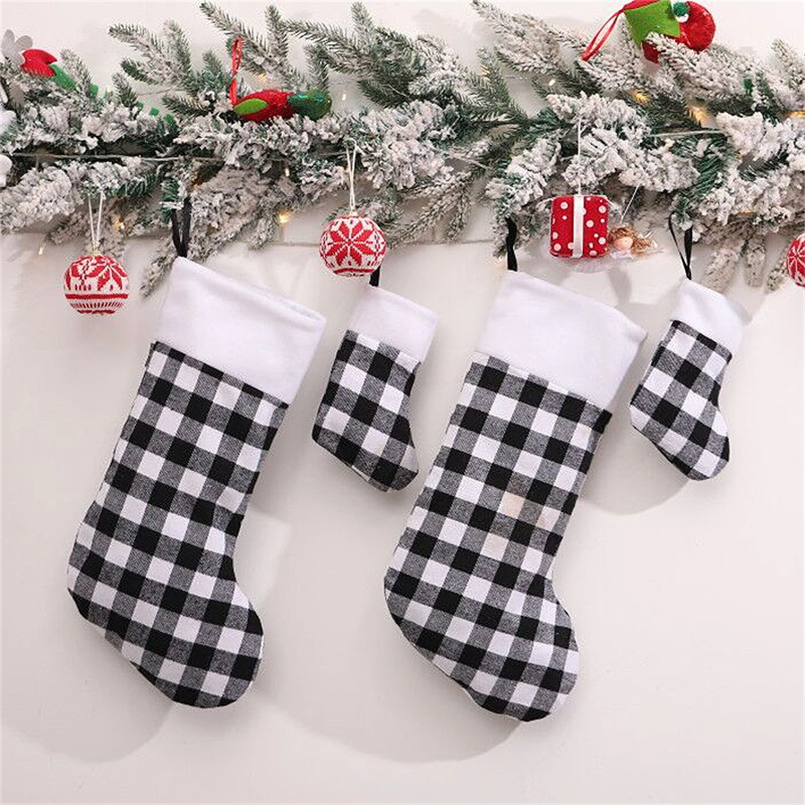 1pcクリスマスストッキング靴下サンタヘラジカクマ印刷クリスマスキャンディギフトバッグ暖炉クリスマスツリー装飾新年 Rozhdestvo ストッキング ギフトホルダー Aliexpress