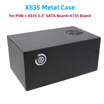 

X835 Metal Case with Cooling Fan and Power Switch for Raspberry Pi 4 Model B + X835 3.5" SATA Board+X735 Power Management Board