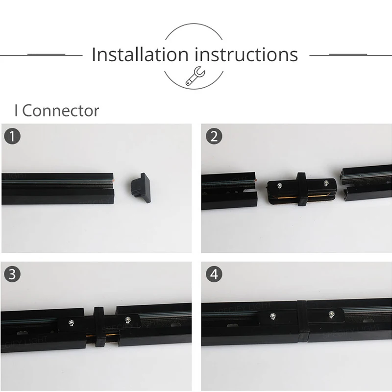 1M LED Track Light 2-Wire Rails Straight I L T X Cross Connector Jointer Ceiling Wall Mounted Strengthen Body Copper Conductor  Spotlight Downlight Track (7)