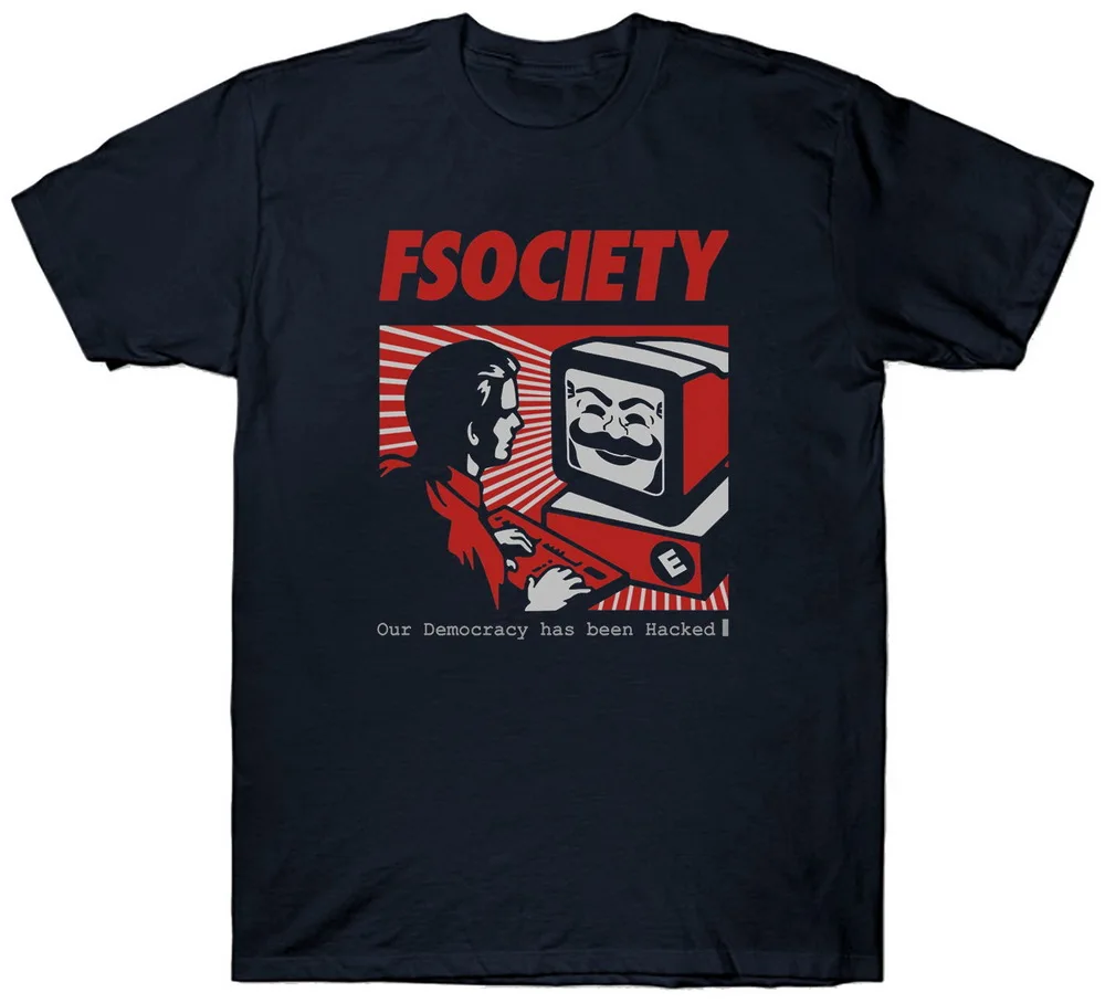 Футболка с надписью Fsociety OUR DEMOCRACY HACKER VENDETTA MASK ANONYMOUS хлопковые топы в стиле хип хоп