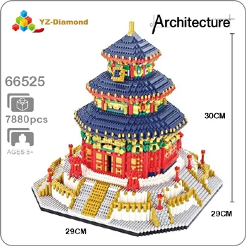 YZ архитектура Тадж-Махал замок пизанский Лувр Башня Халифа башня мост алмазное здание маленькие блоки игрушка без коробки - Цвет: Temple of Heaven