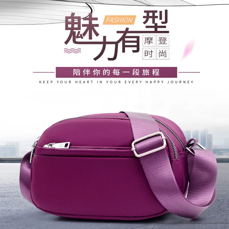 

New Style Solid Color Nylon Oblique WOMEN'S Bag Casual Versatile Mobile Phone Change One-Shoulder Bag Hair