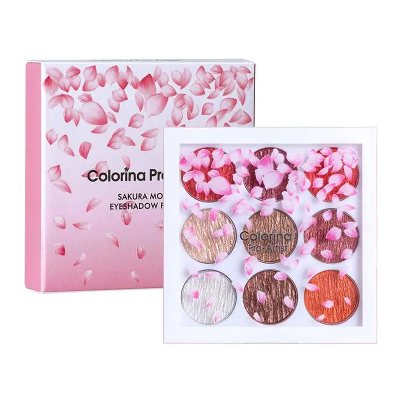 Тени для век с цветком вишни 9 цветов перламутровая текстура пюре блестящие