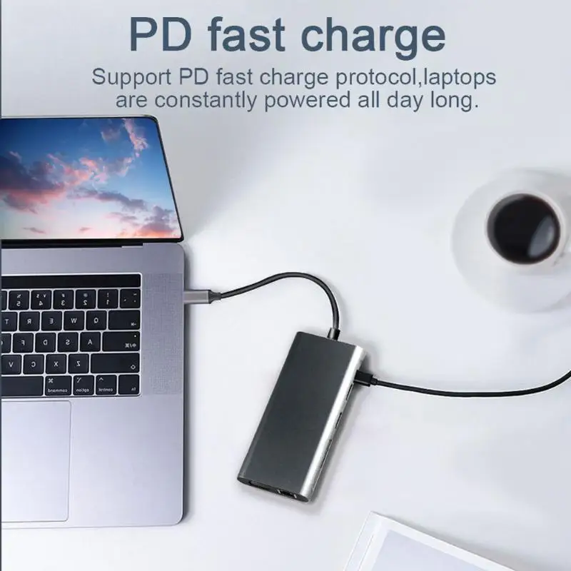 11 в 1 Тип C концентратор USB кабель-Переходник USB C на 2xhdmi+ VGA+ 4xUSB3. 0+ RJ45+ PD+ TF карт ридер
