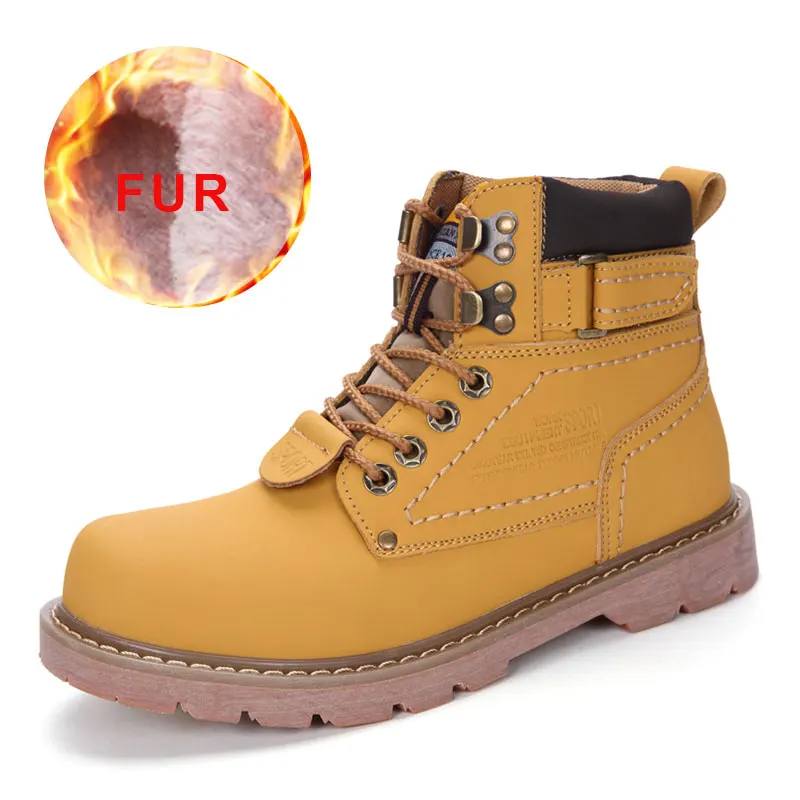 yellow fur Зимние мужские ботинки; коллекция года; мужские зимние ботинки; Зимние ботильоны для мужчин; теплые меховые ботинки timber; мужские ботинки - Цвет: yellow fur