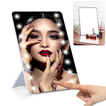 

Makeup Mirror with 16 LEDs Cosmetic Mirror with Touch Dimmer Switch Battery Operated Vanity Mirror with Stand for Tabletop